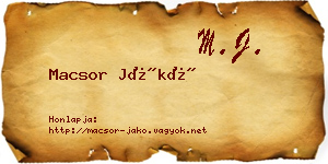 Macsor Jákó névjegykártya